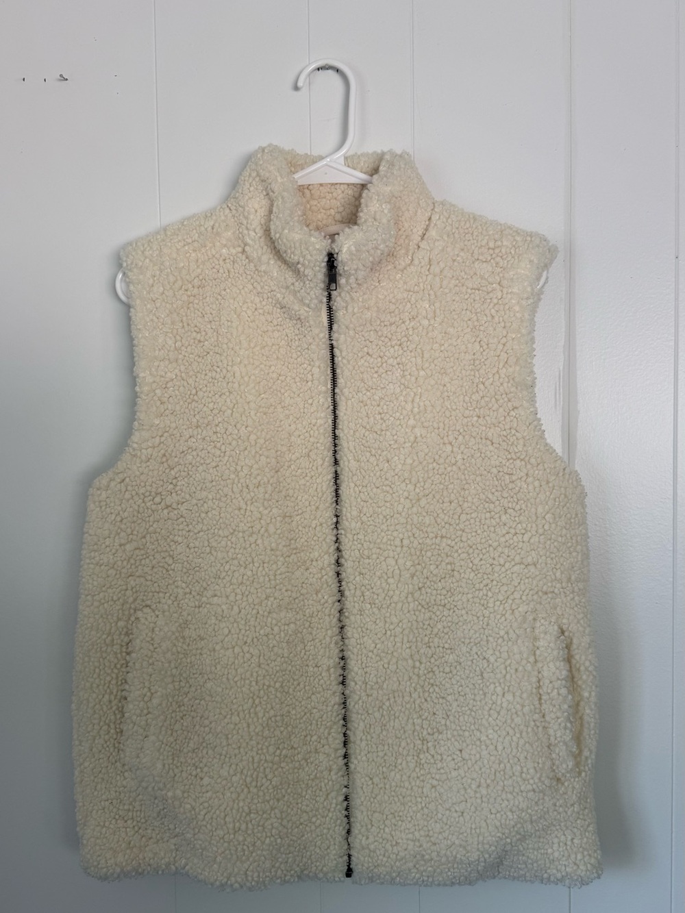 DownEast Cream Sherpa Vest with Gold Logo Tag